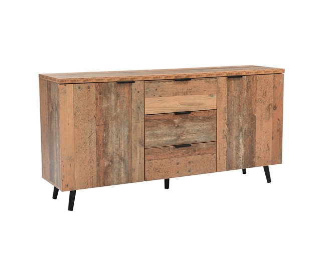 Aparador de painel de partículas com 2 portas e 3 gavetas Castanho