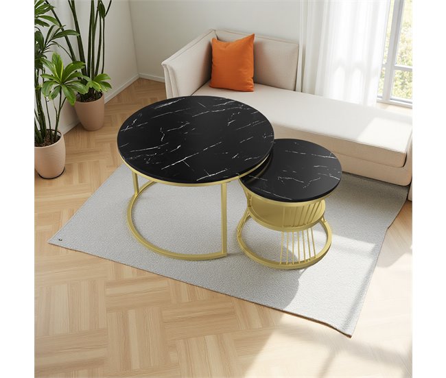 Conjunto de duas peças, mesa de centro, mesa lateral 70x70 Branco