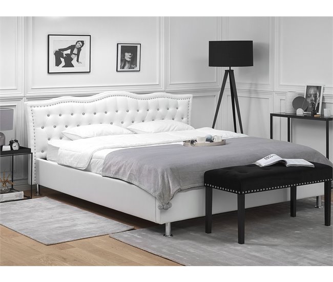 Beliani Cama com estrado Pele sintética METZ 209x215 Branco