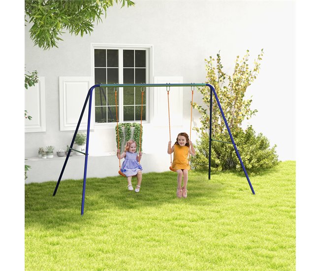 Conjunto Baloiços Aço e polipropileno Outsunny Multicor