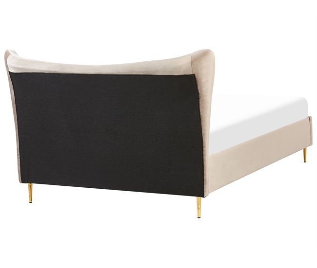 Beliani Cama com estrado Veludo CHALEIX 148x212 Cinza Claro