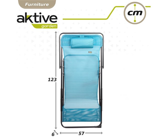 Rede de jardim dobrável multiposições c/almofada Aktive Azul