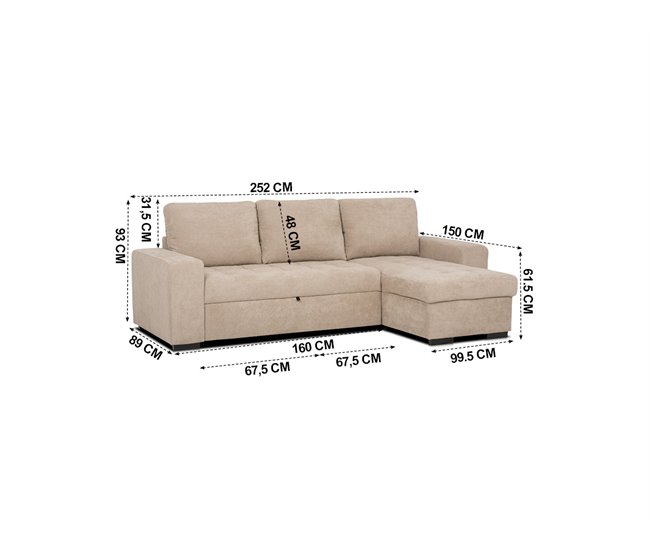 Chaise longue com cama HARRY Camel