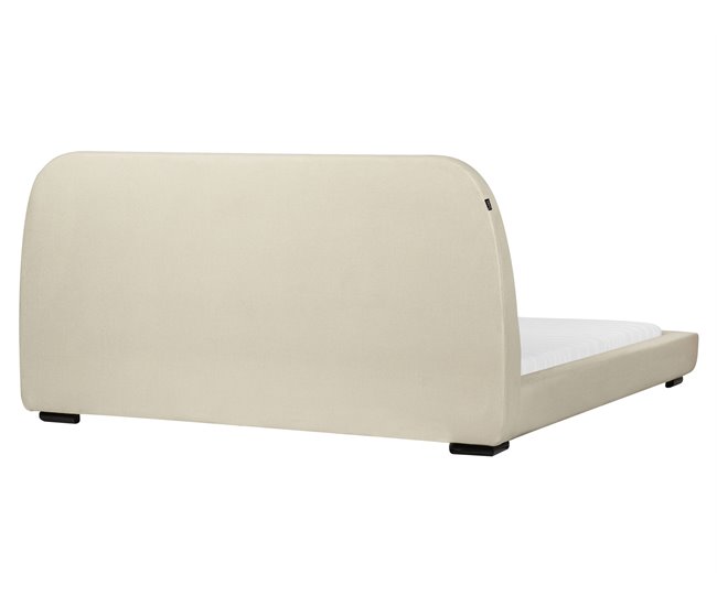 Beliani Cama com estrado Poliéster ROISEL 201x226 Creme