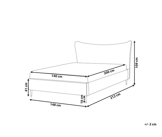 Beliani Cama com estrado Veludo CHALEIX 148x212 Cinza Claro