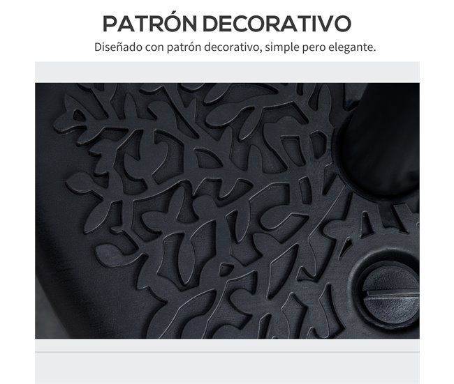 Base de Parede para Chapéu de Sol HDPE, Metal Outsunny 50x31 Preto