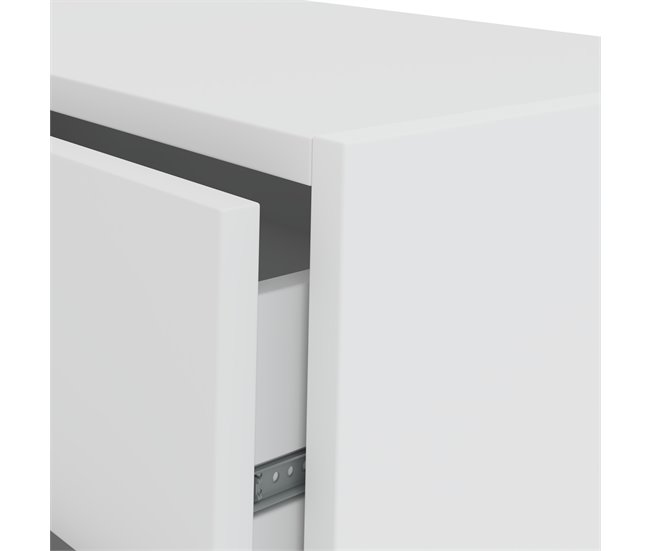 Mesa de cabeceira 2 gavetas cor branca LEADER  Branco