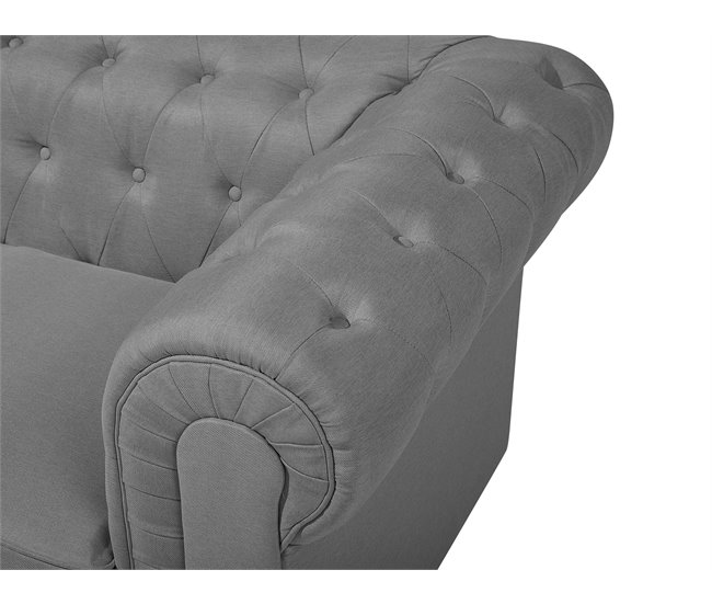 Beliani Conjunto de sofás CHESTERFIELD Cinza Claro