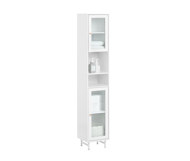 Armário alto de banho com 2 prateleiras e 2 portas BZR118-W SoBuy Branco