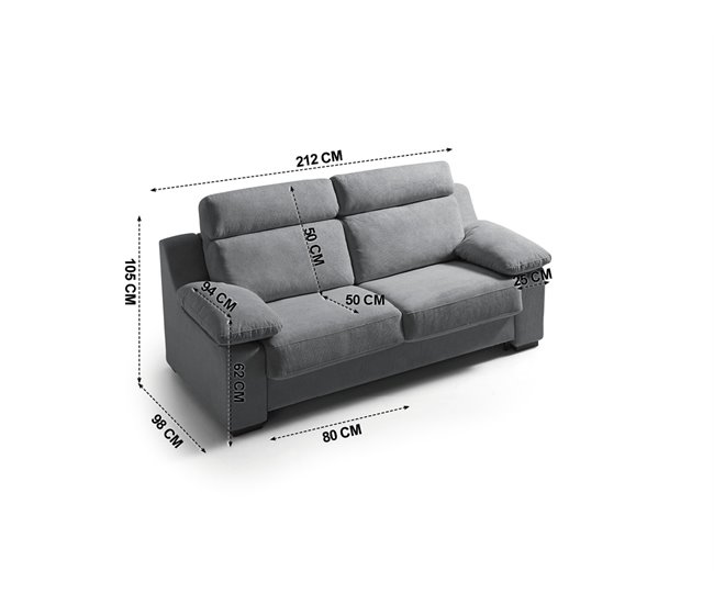 Sofá cama MOLLY 3 lugares Antracite