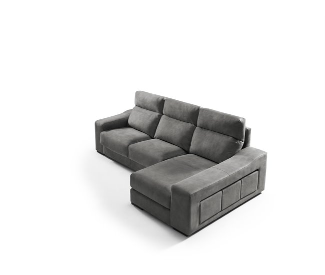 Chaise longue 3 lugares com 3 puffs FULL Antracite