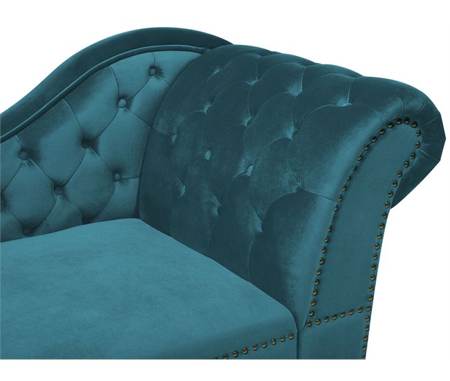 Beliani Chaise longue versão à direita Veludo NIMES Azul/ Verde