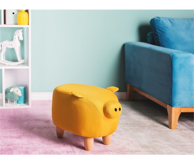 Beliani Pufe animal PIGGY Amarelo