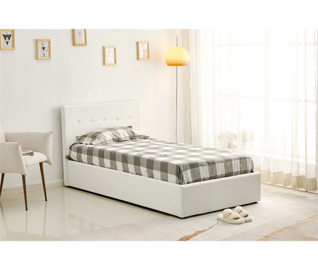 Cama dobrável com cabeceira + colchão Branco
