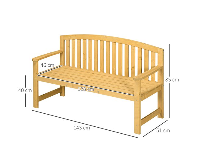Banco de Exterior Madeira de Abeto Outsunny 143x51 Laranja
