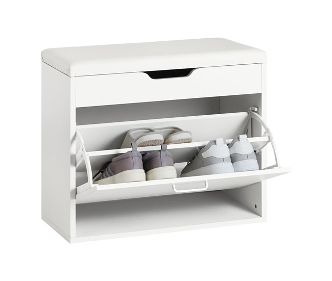 Banco para sapateiras com 1 aba FSR95-W SoBuy Branco