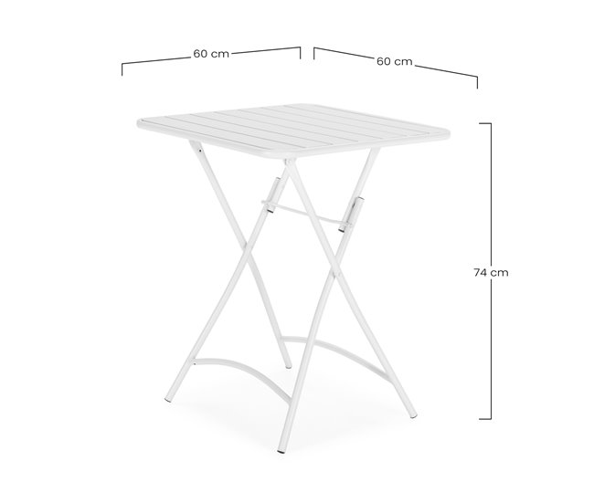 Mesa dobrável de metal Perla para jardim 60x60 Branco