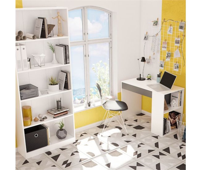 Mesa de Escritório Masster Branco/cinza