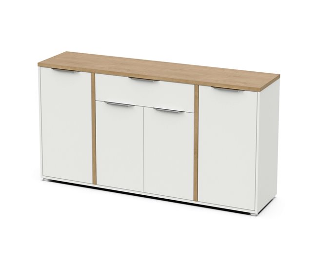 Acesso ao aparador da sala de estar 4P Branco/ Madeira