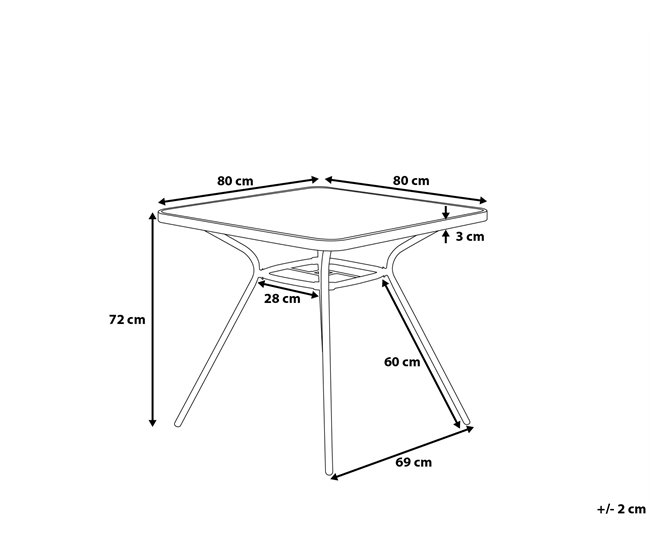Beliani Mesa de jardim LIVO 80x80 Preto