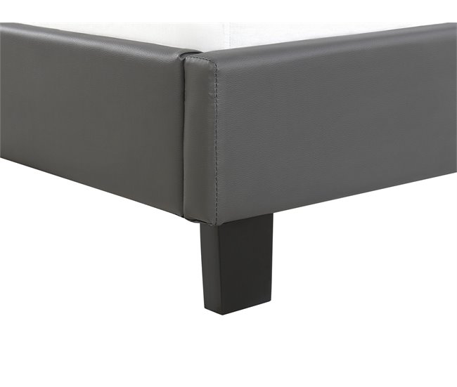 Beliani Cama com estrado Poliéster POITIERS 191x215 Cinza