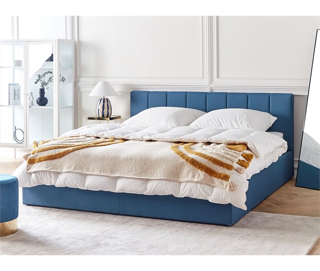 Beliani Cama com estrado Poliéster DREUX 191x214 Azul