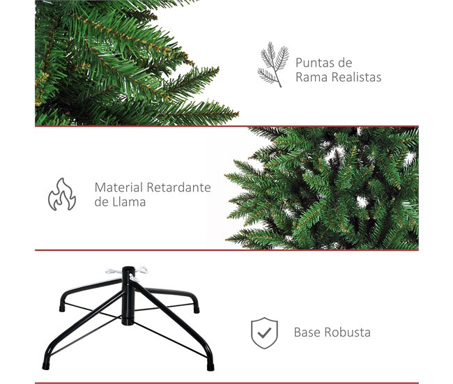 Árvore de Natal PVC e Aço HOMCOM, casa - natal Verde