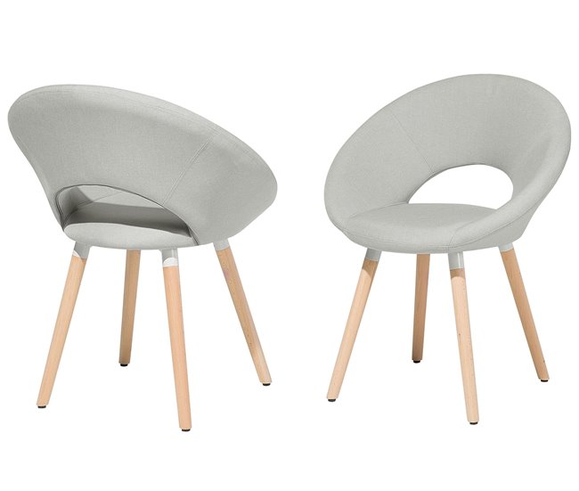 Beliani Silla de comedor ROSLYN Cinza Claro