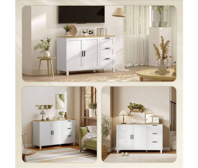 Aparador Melamina de Madeira, MDF HOMCOM Branco