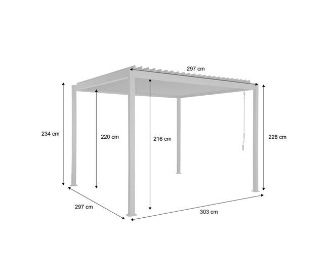Pérgola bioclimática antracite alumínio e aço lâminas orientáveis 300x300 Cinza