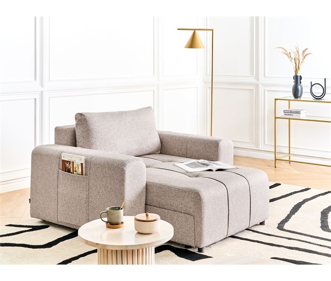 Beliani Chaise longue Poliéster INNVIK Castanho Claro