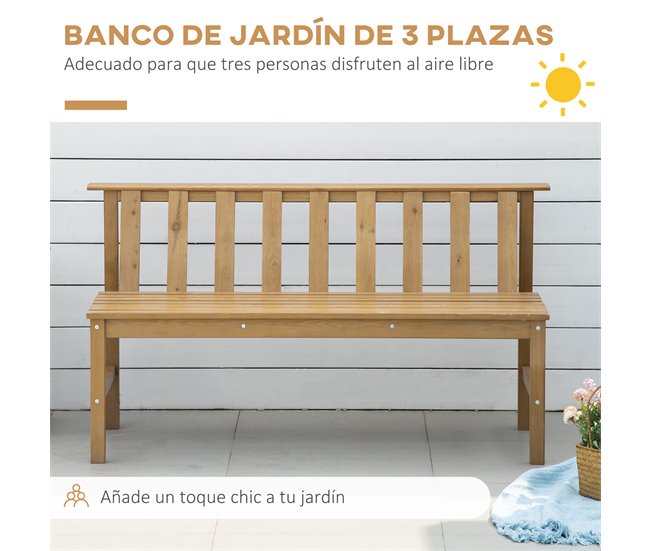 Banco de Exterior Madeira de Abeto Outsunny 144x60 Laranja