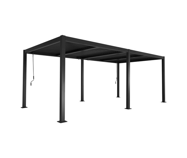 Pérgola bioclimática, alumínio e aço, lâminas orientáveis 574x272 Cinza