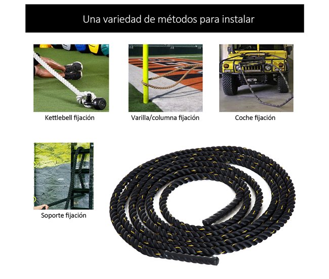 Corda de Batalha Poliéster HOMCOM Preto