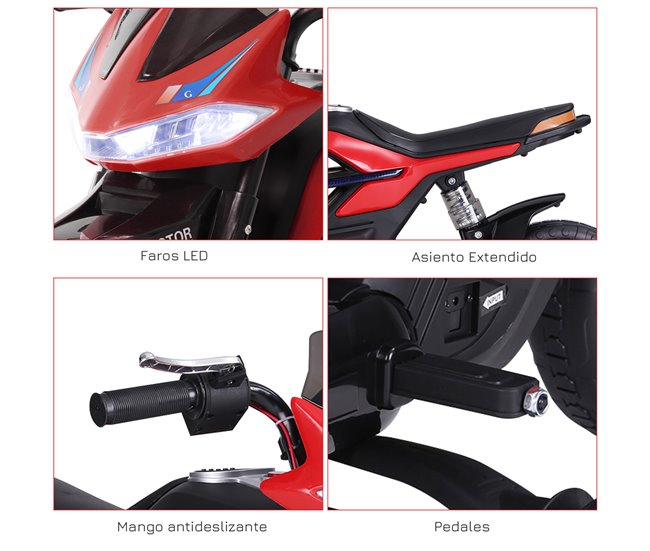 Mota Elétrica para Crianças PP e Metal HOMCOM Vermelho