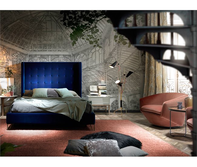 ANGEL CERDA Poltrona giratório em veludo pêssego AlumÍnio