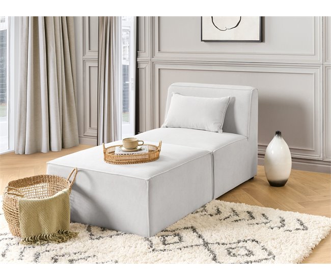 Beliani Chaise longue Bombazine LEMVIG Branco/ Bege