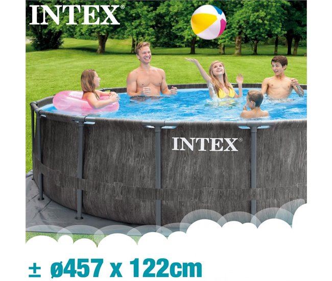 Piscina redonda INTEX Greywood com purificador Cinza