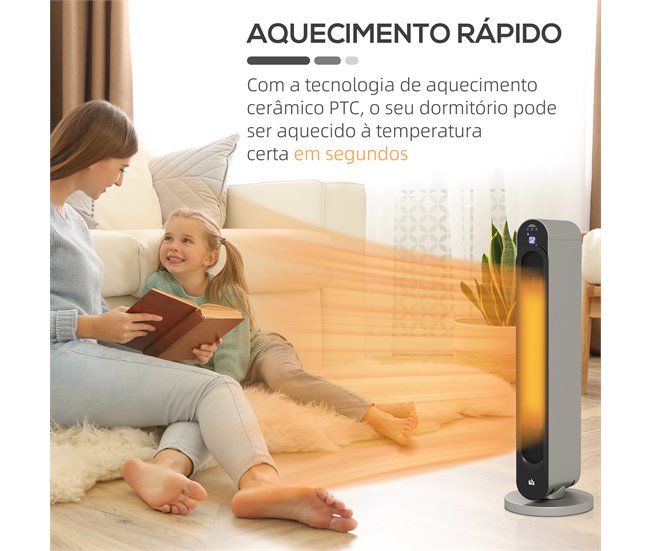 Aquecedor Cerâmico ABS HOMCOM, casa - aquecimento e climatização Prata