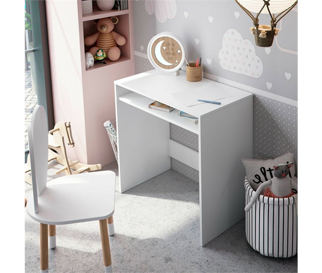 Mesa com efeito de madeira 79x43 Branco