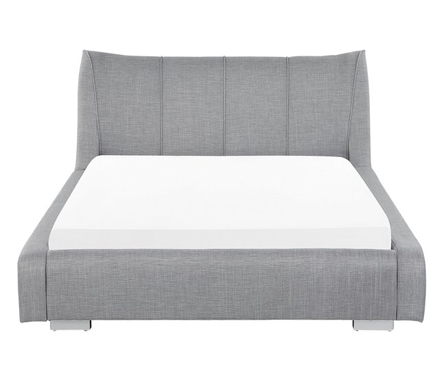 Beliani Cama com estrado Poliéster NANTES 168x237 Branco/ Bege