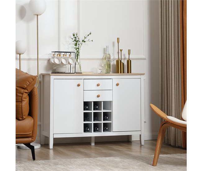 Aparador Melamina de Madeira HOMCOM, casa - cozinha Branco