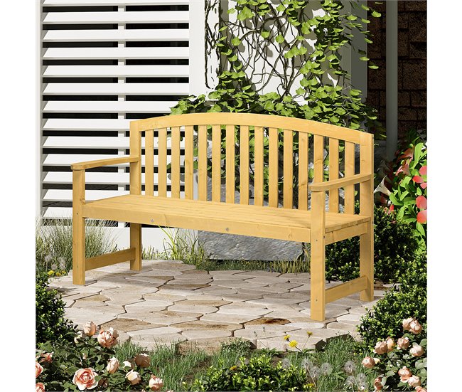 Banco de Exterior Madeira de Abeto Outsunny 143x51 Laranja