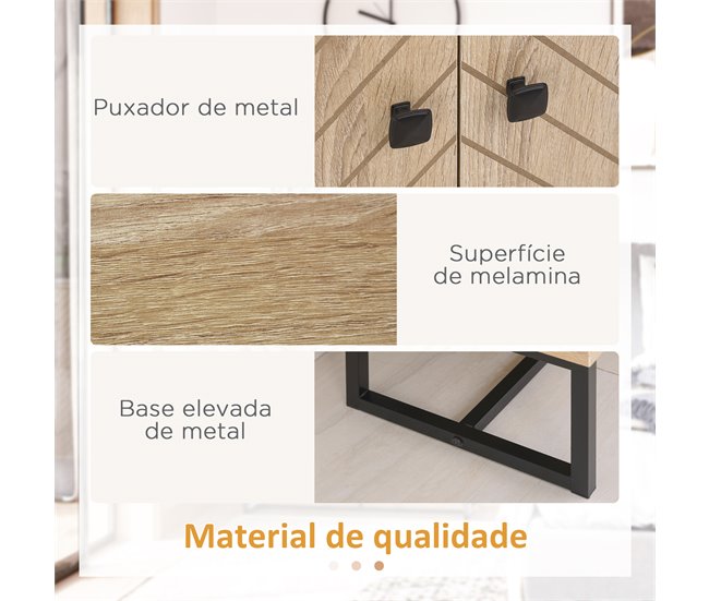 Aparador Melamina de Madeira, MDF e Metal HOMCOM Castanho