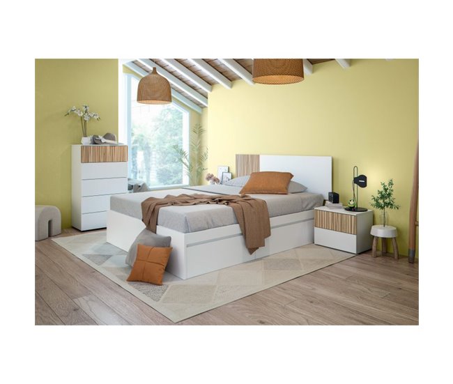 Cabecero con mesitas Ethna Natural/ Branco
