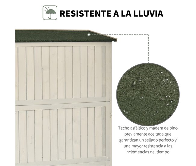 Abrigo de Armazenamento Madeira de Abeto Outsunny Cinza