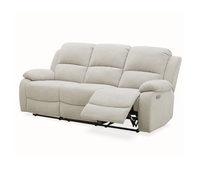 Sofá 3 lugares 2 assentos relax elétrico RYAN Cinza Claro