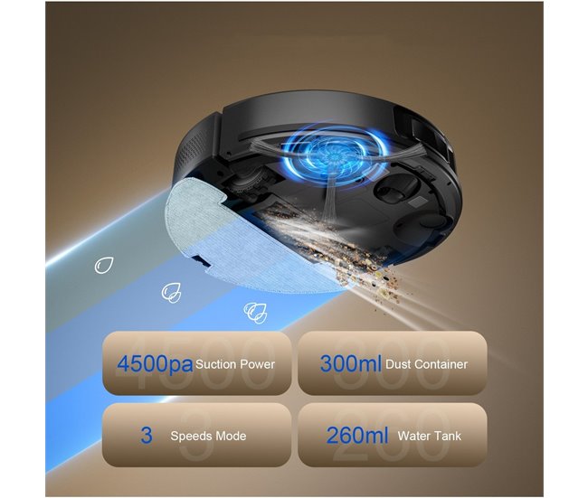 Teendow D10S MAX Robot Aspirador - 4500Pa Bateria 2600mAh Preto