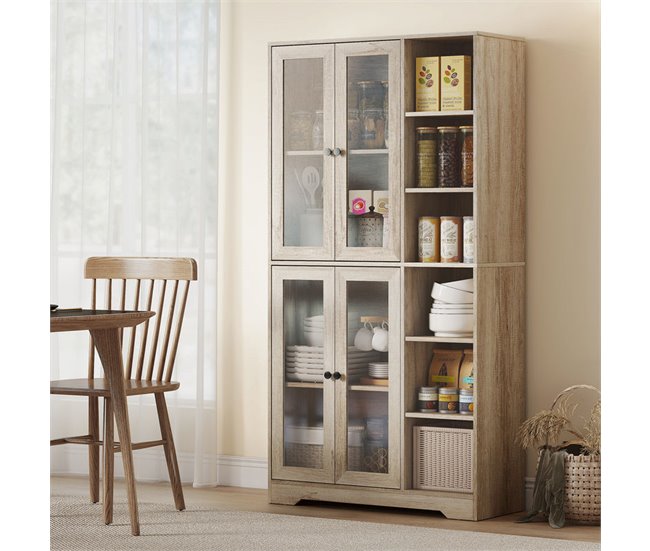 Armário de Cozinha Melamina de Madeira, MDF HOMCOM Cinza