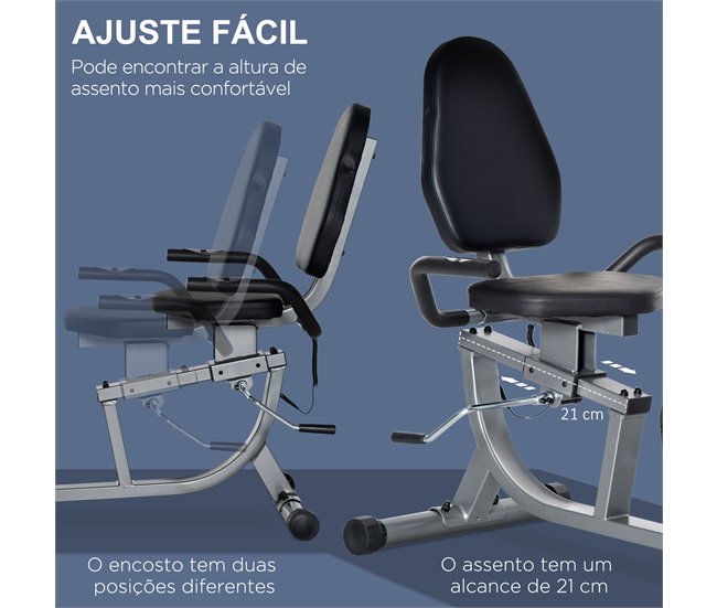 Bicicleta Estática Aço e ABS HOMCOM Preto / Cinza